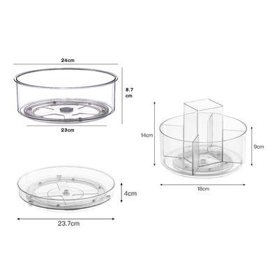 D5 New 360° Rotating Transparent Tray Shelf Desktop Spice Storage Box Base Storage Bin Home Kitchen Makeup Organizer Accessories