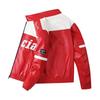 Embroidered locomotive men's leather jacket American glossy stand-up collar thickened couple baseball jersey casual flying men's leather jacket