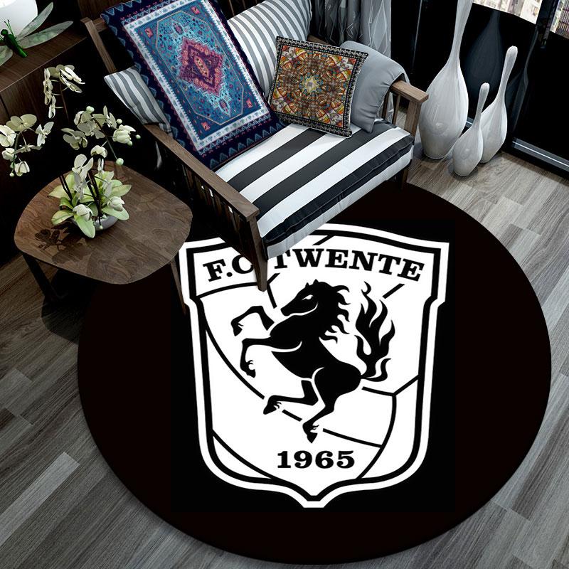 FC Twente Art pattern round rug,Carpet Rug for Living Room Bedroom Playroom ,Non-slip Floor Mat,Holiday Gifts and Birthday Gifts.