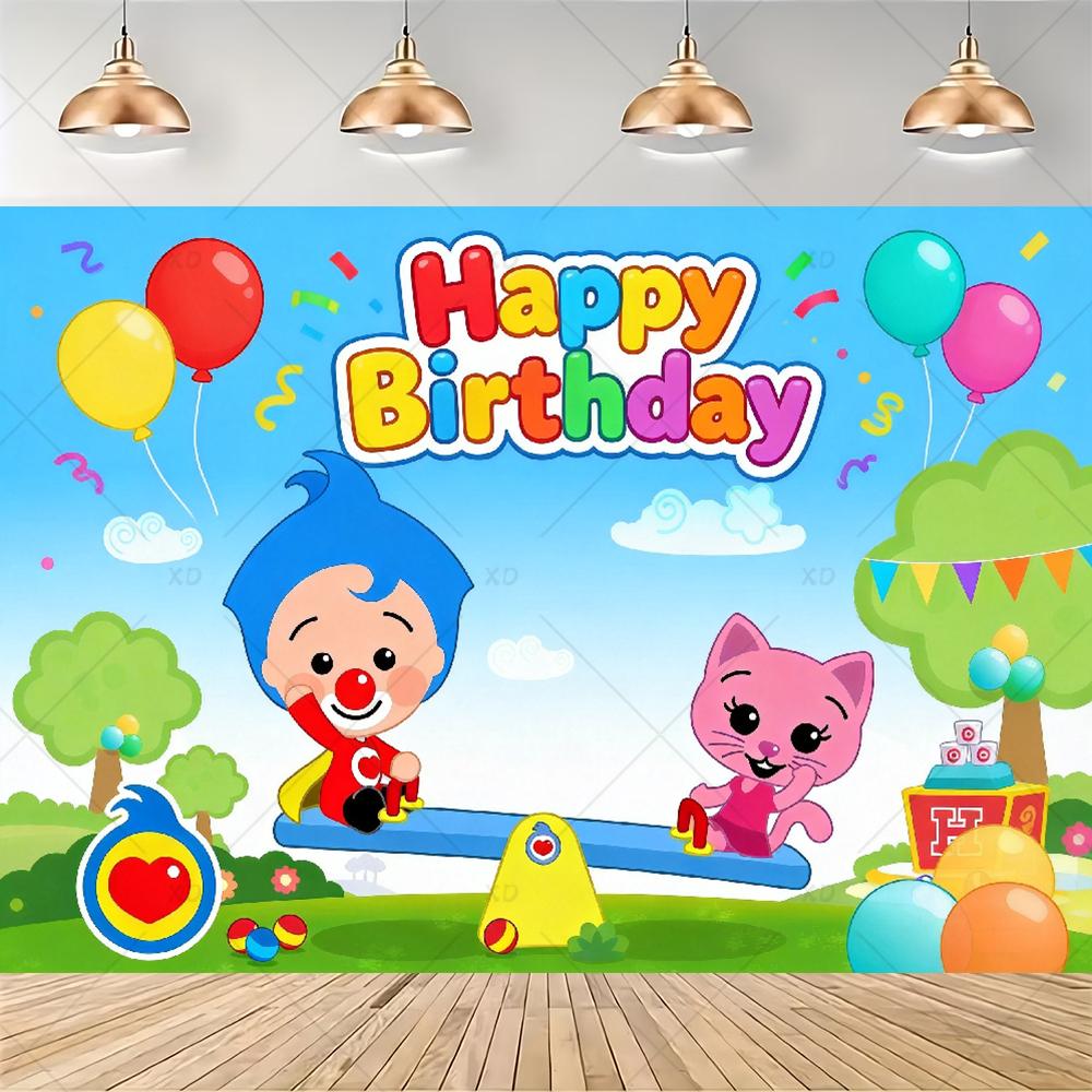 Cartoon Pliming Plims Thema Kindergeburtstag Party Dekoration Hintergrund Zubehör Ballon Set Kuchenaufsätze Banner Kulisse Kindergeschenk