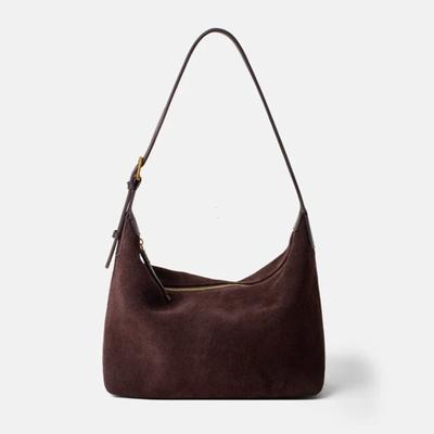 2026 New Vintage Women's Bag Chamois Leather Underarm Pouch For Women Large Capacity Handbag Shopping Shoulder Bag Purses