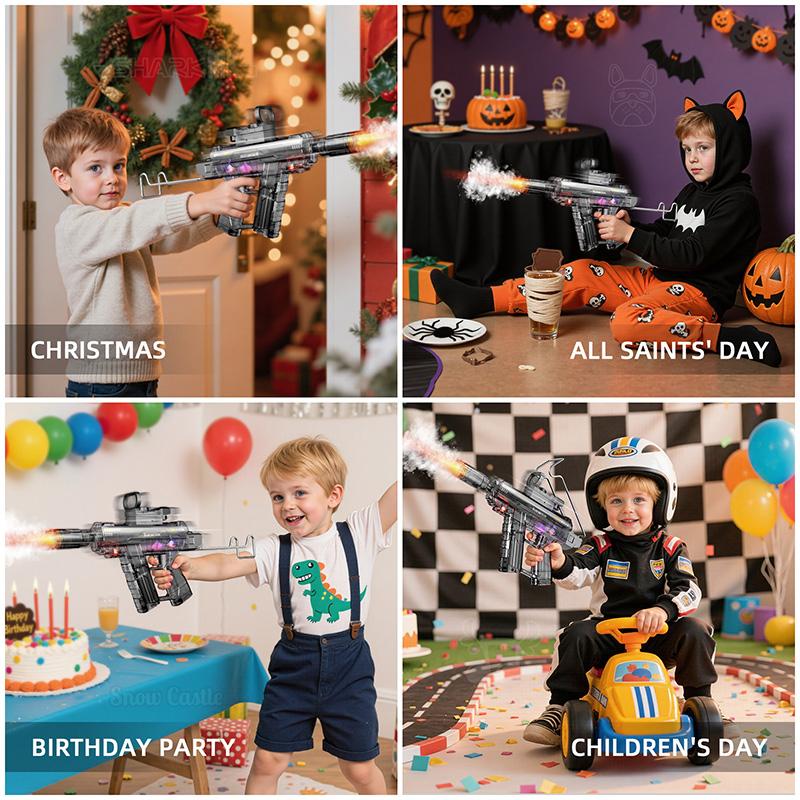 Electric Spray Mist Glowing Sound Effect Toy Gun Forkids Outdoor Shooting Games Foldable Automatic Uzi Gun Toys Children Gifts