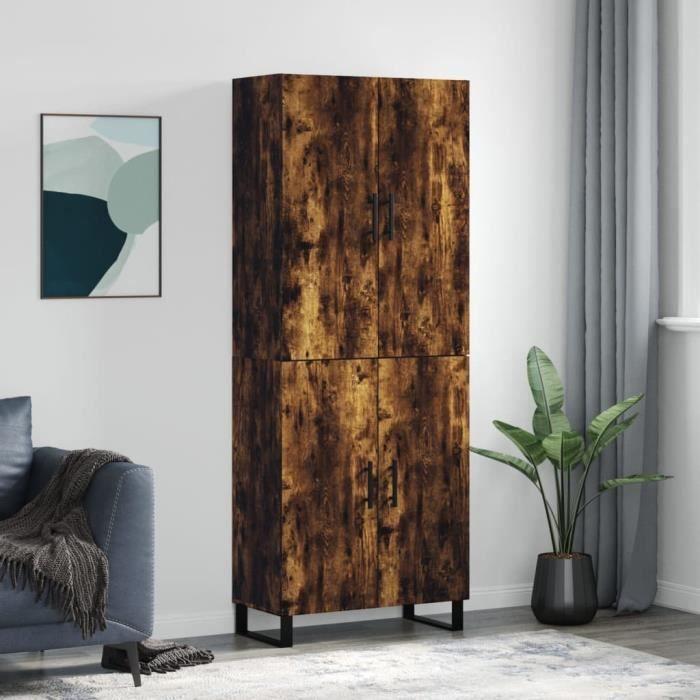 VidaXL Buffet haut Chêne fumé 69,5x34x180 cm Bois d'ingénierie 3195704