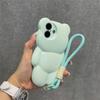 3D Cartoon Bear Wrist Chain Lanyard Phone Case for iPhone 16 15 14 13 12 11 Pro Max Plus Lovely Sweet Silicone Shockproof Cover
