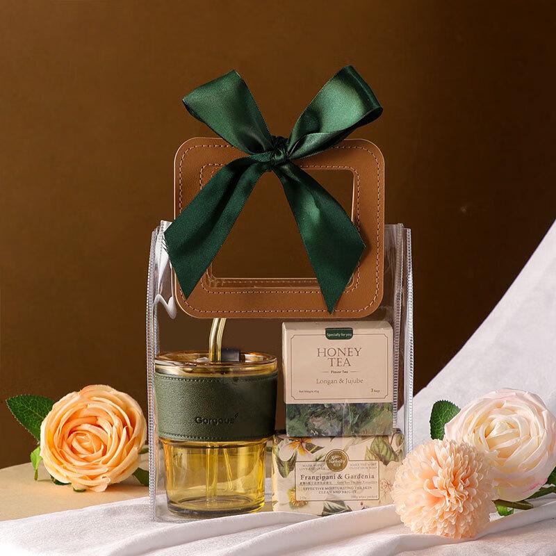 Bamboo Style Cup & Tea Gift Set Bamboo Cup, Soap & Flower Tea Set