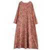Spring Cotton Vintage Long Sleeve Print Dresses For Women Casual Loose Dress Femme Robe Vestidos Elegant Clothing
