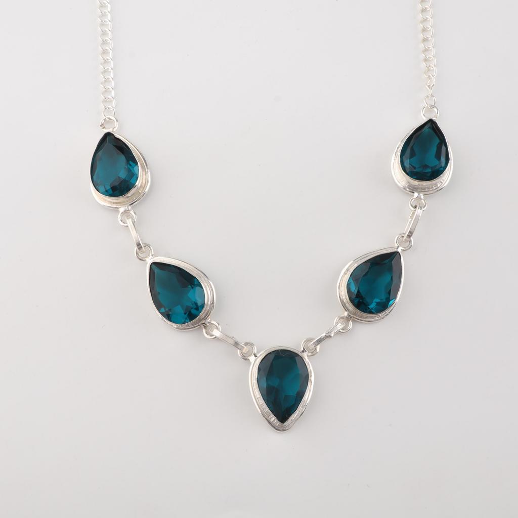 Apatite Gemstone Silver Necklace 925 Sterling Silver Handcrafted Necklace For Birthday RN-1-2