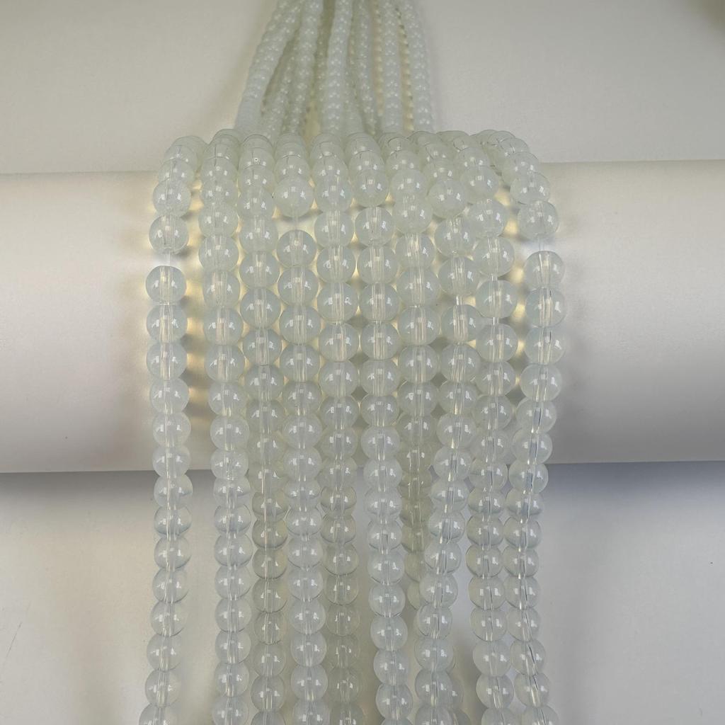 6mm Natural Glossy Round Bead Lampwork Glass for DIY Cell Phone Chains, Earrings, Hairpins, and Flower Stamens.