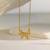 Delicate Bow Pendant Necklace Sparkling Cubic Zirconia Durable Chain Perfect For Ladies Daily Wear Gift