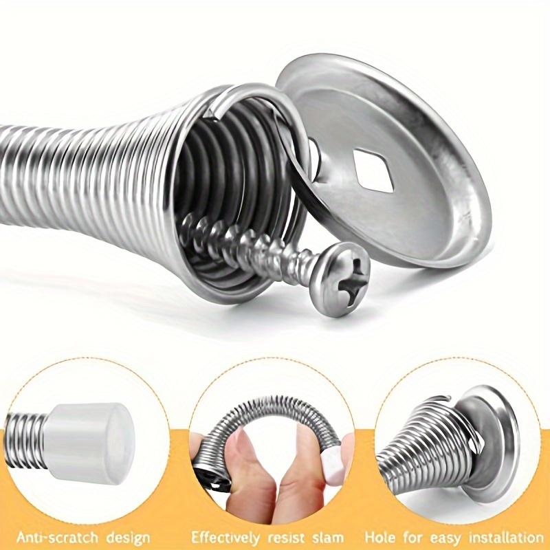 6pcs/set 6 Pack Spring Door Stopper Black- 3-3/8" Flexible Spring Door Stops With Black Rubber Bumper Tips