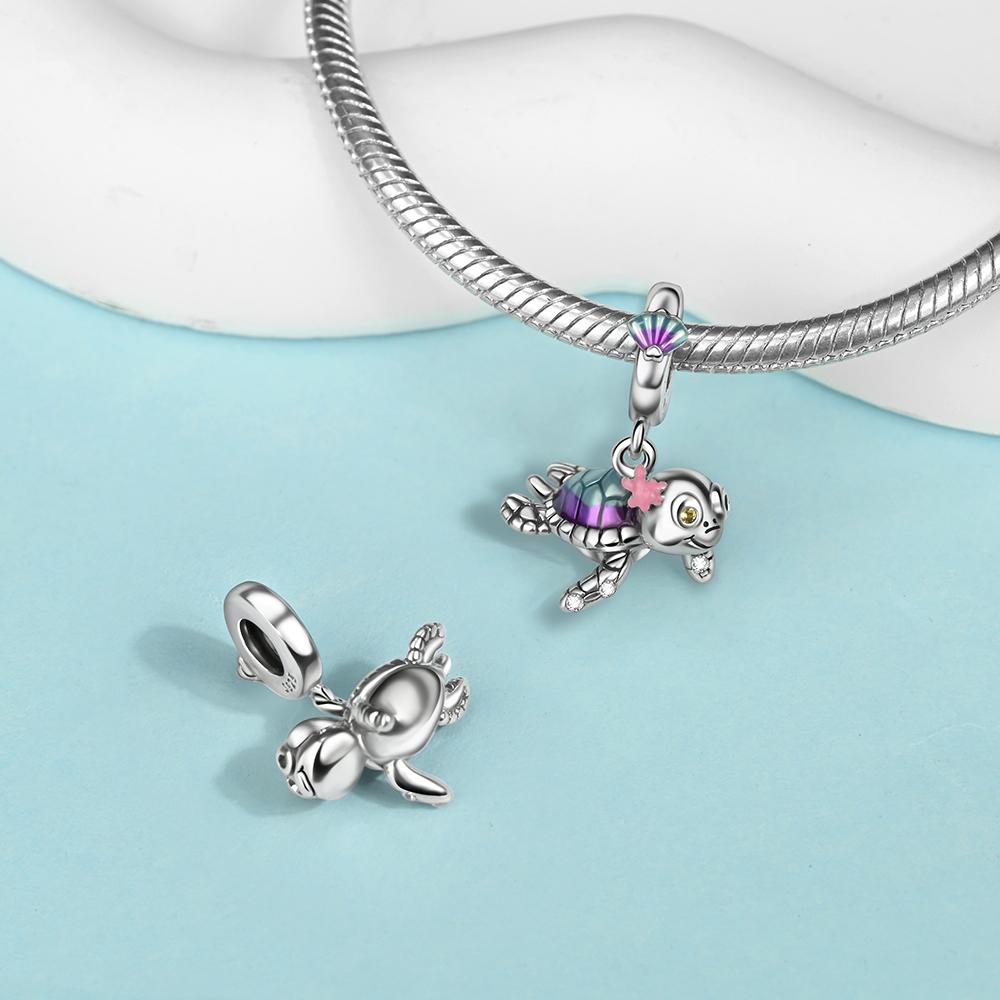 Ocean Series Copper Metal Luminous Jellyfish&Turtles Dangle Charm Bead Component Compatible With Do It Yourself Bracelet High Quality Fine Jewelry