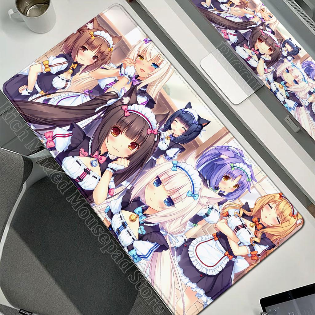 XXL Gamer Computer Desk Mat Nekopara Mouse Pad Cute Anime Girl Mousepad Carpet Office Laptop Mousemat Desktop Table Mat 900x400