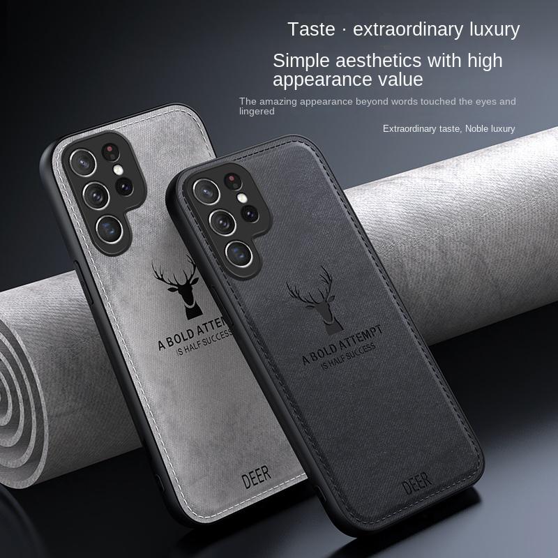 Per Samsung Galaxy S23 S22 S21 S20 S10 Plus Ultra Custodia Morbida in Tessuto Cervo Cover Posteriore Protettiva per Samsung S20 S23 FE