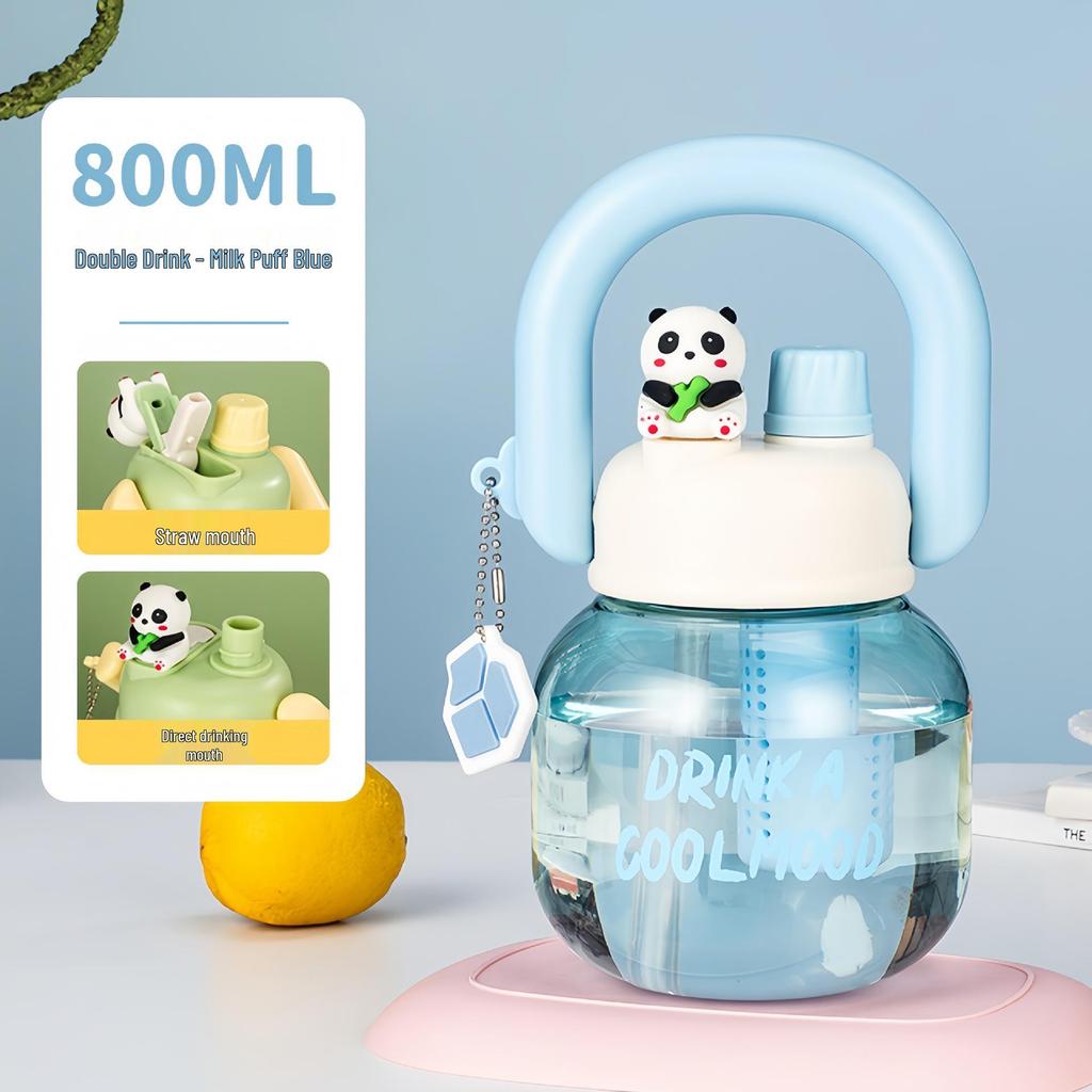 Large-Capacity Cartoon Kids' Water Cup with Straw & Tea Filter