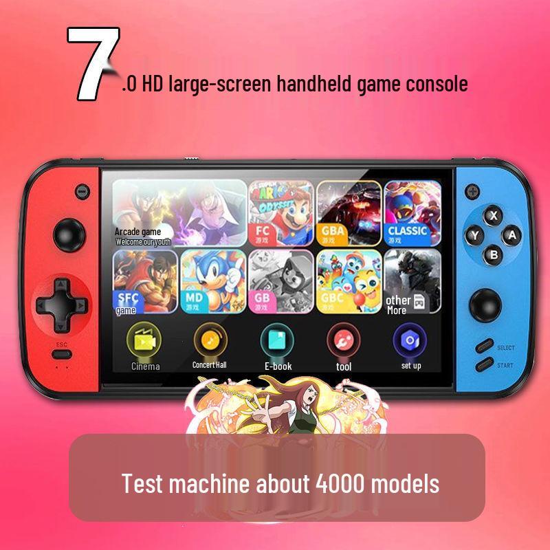 7-Inch HD Handheld Game Console with Joystick and Retro Arcade Games