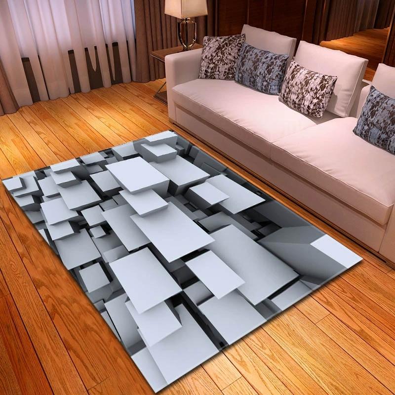 Living Room Earth 3D Visual Color Geometric Block Floor Mat Bedroom Living Room Kitchen Tea Table Anti Slip Rug Home Decoration