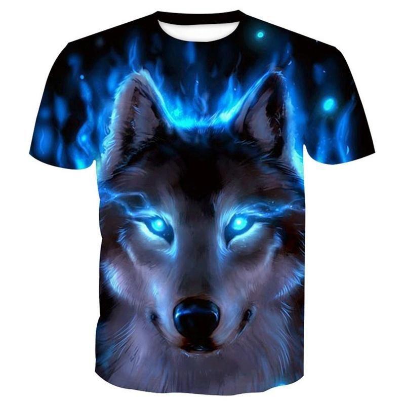 

Men Wolf Fashion 3d Print Tshirts Tops Summer Short Sleeves Oneck Shirts Tees XL