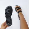 Women's Plus Size Flat Sandals Summer New Round Toe Solid One-Strap Buckle Shoes