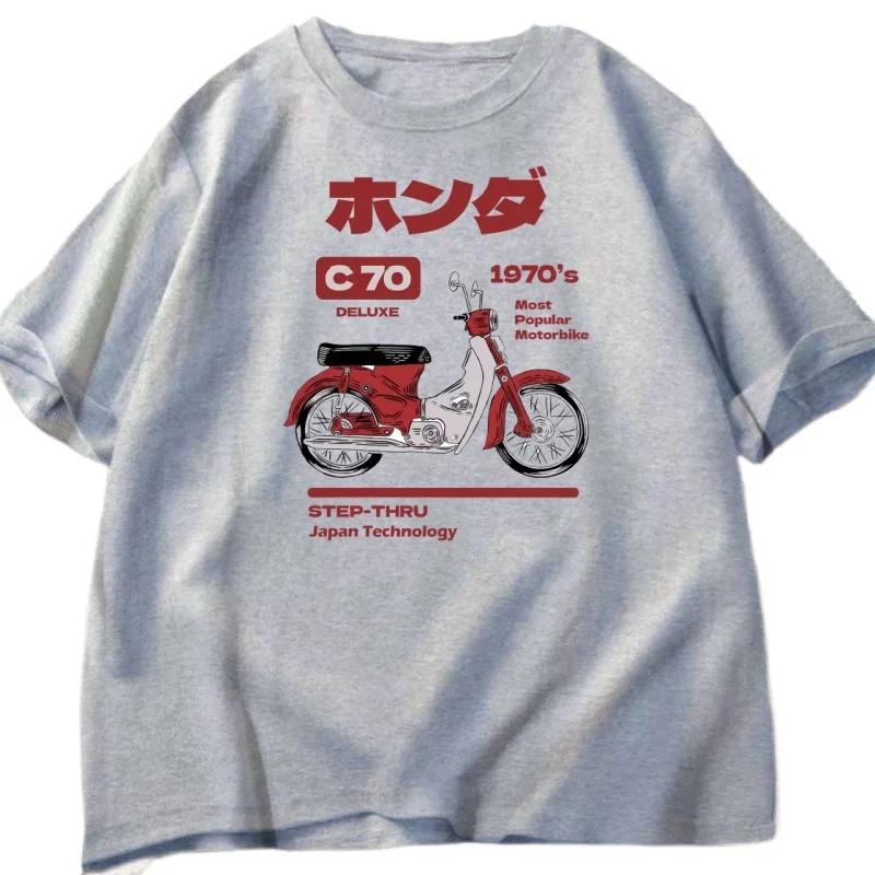 Japoński Styl Vintage Anime Samochód T-shirt dla Mężczyzn Kobiet Lato Drukowany T-shirt Luźny Wysokiej Jakości Okrągły Dekolt T-shirty Ubrania Lato