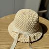 New Bucket Hat Large Brim Women's Beach Hollow Knitted Hat Women's Sun Hat Foldable