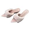 High-quality cute fluffy slippers for women to wear fleece cool slippers, beautiful temperament, perfect, pointed wedge heels, high heels