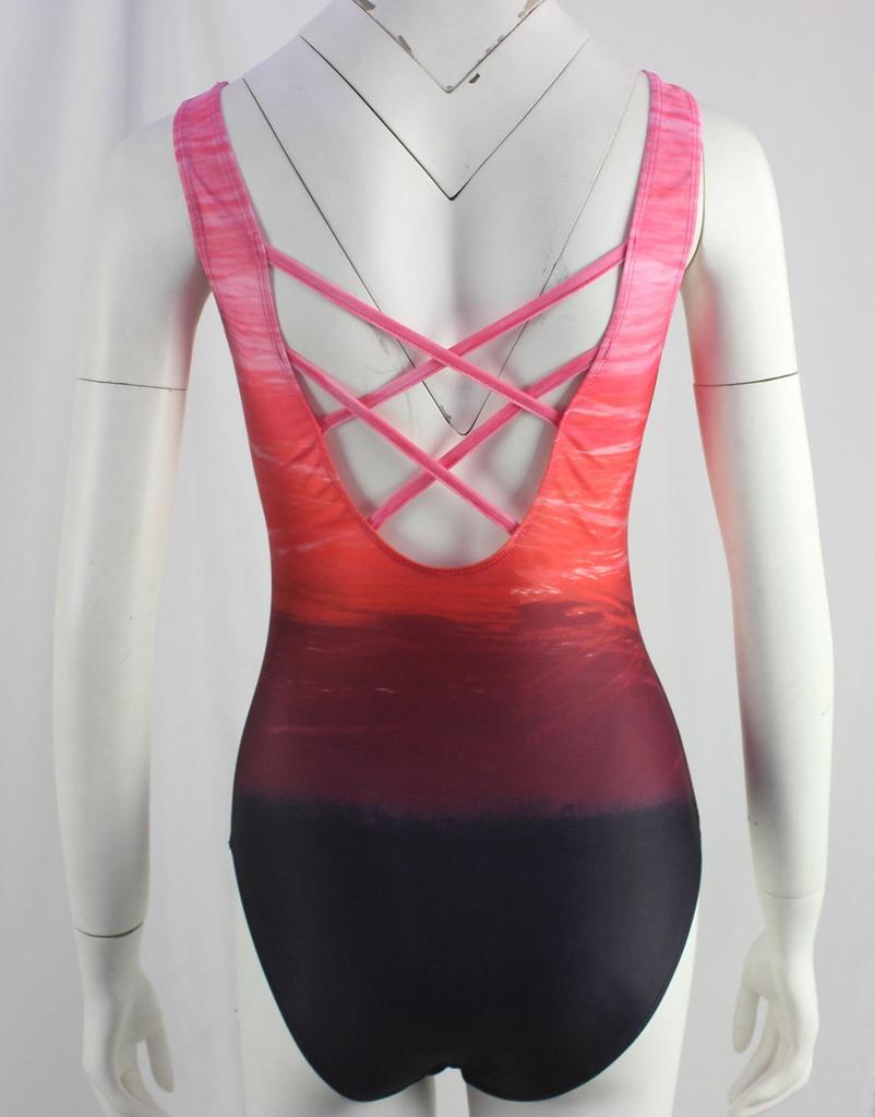 2025 Gradient Print Backless One-Piece Swimsuit for Women