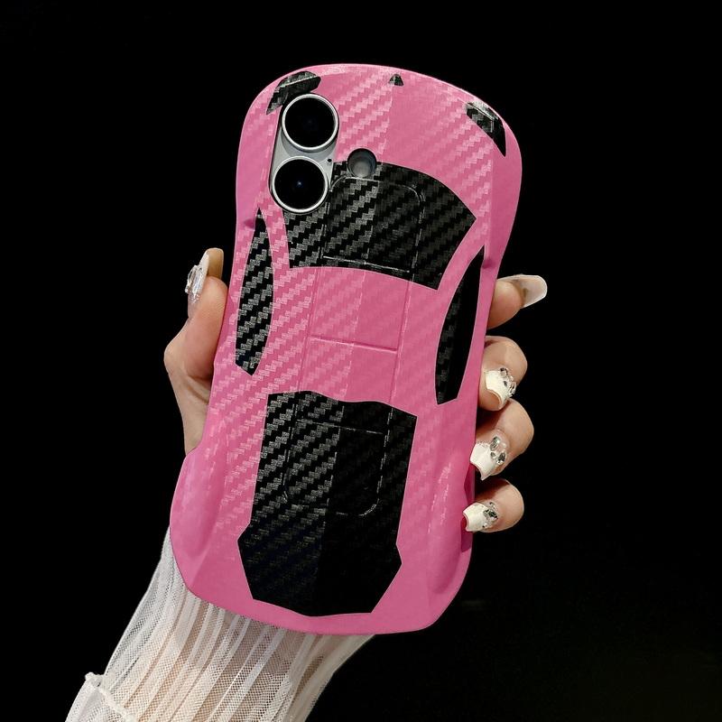 

Крутой 3D чехол в форме мультяшного автомобиля для iPhone 16 15 Pro Max 14 13 12 11 тонкий матовый жесткий гибридный силиконовый чехол с мягким краем и защитой от ударов iPhone 13 розовый