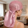 Reversible Bonnet Satined Bonnet Hat Hair Wrap Reversible Mesh Skull Hat For Long Curly Braided Hair Sleep Headpiece