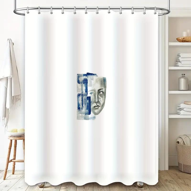 Abstract Face Shower Curtain Modern Art Washable Bathroom Decor Waterproof Fabric Liner Home Decor Hippie Wall Art Shower Curtai
