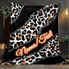 1PC Custom Name Leopard Print Fashion Trend outdooor Flannel blankets Throw Blanket All-Season Throw Gift Bedspread for Couch, Bed, Camping Holiday Bi