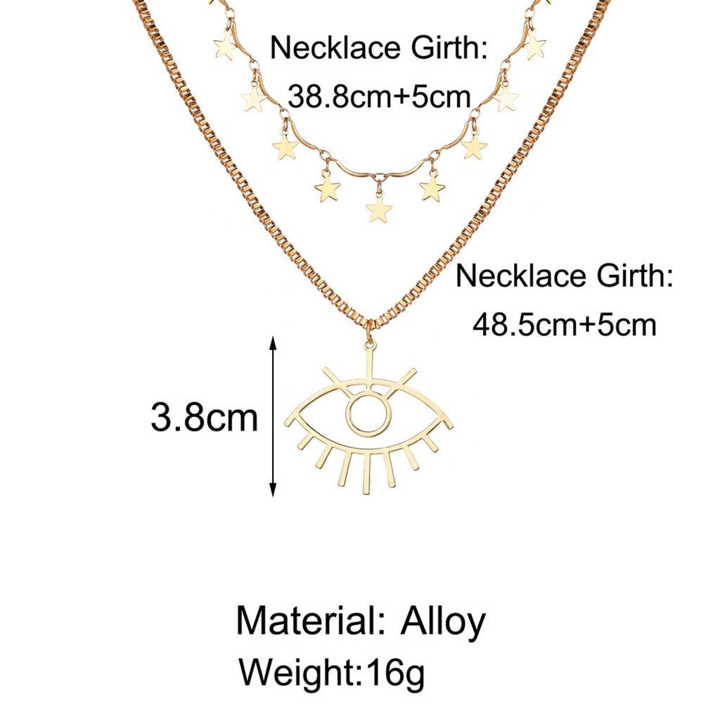 Eye Pendant Multi-Layer Necklace Creative Retro  Trend Star Clavicle Chain