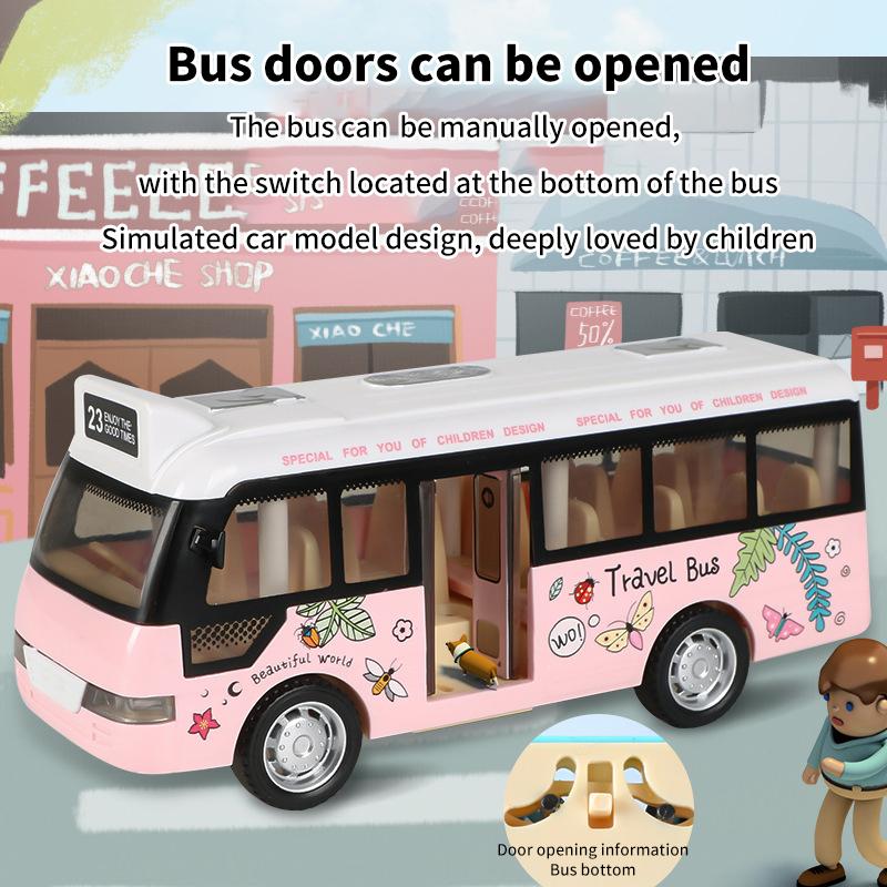 School Bus Sound Light Tour Bus Model Boy Toy Diecasts Toy Vehicles Kids Gift Simulation Bus Model