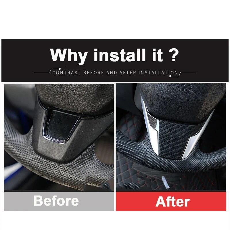 Für Honda Civic 10th 2016–2018. Lenkrad-Dekorationsaufkleber-Sets mit modifizierten Aufnähern für den Innenbereich, Pailletten, dekorativ