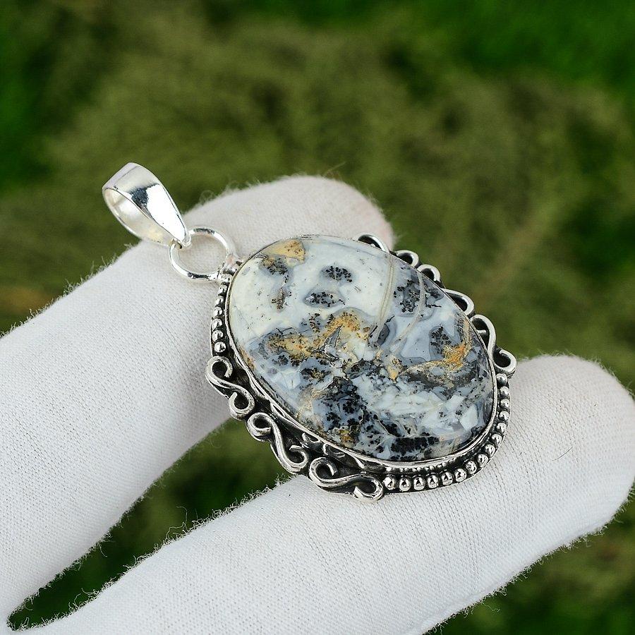 

Natural Maligano Jasper Gemstone Jewelry 925 Sterling Silver Pendant For Girls