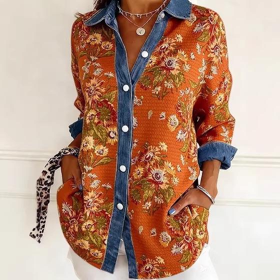 2026 European-American Patchwork Floral 3D Print Women's Spring Cardigan