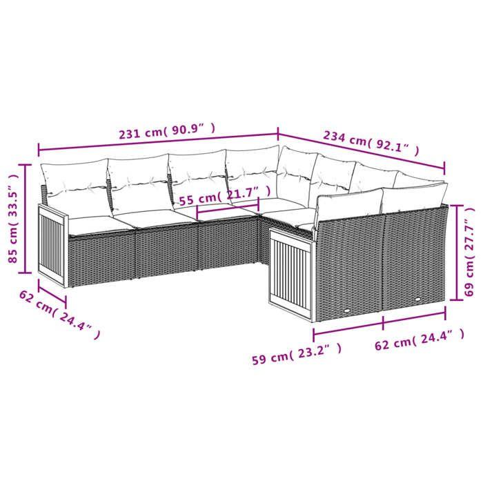 VidaXL Garden Lounge Set with Cushions 8 Pcs, Patio Sofas, Patio Furniture Set, Outdoor Furniture, Black 3228232