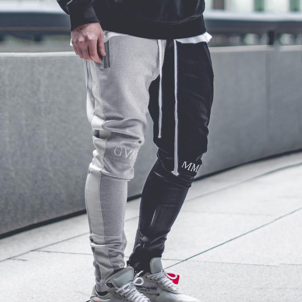 

Модные мужские повседневные однотонные свободные лоскутные цветные спортивные брюки брюки для бега