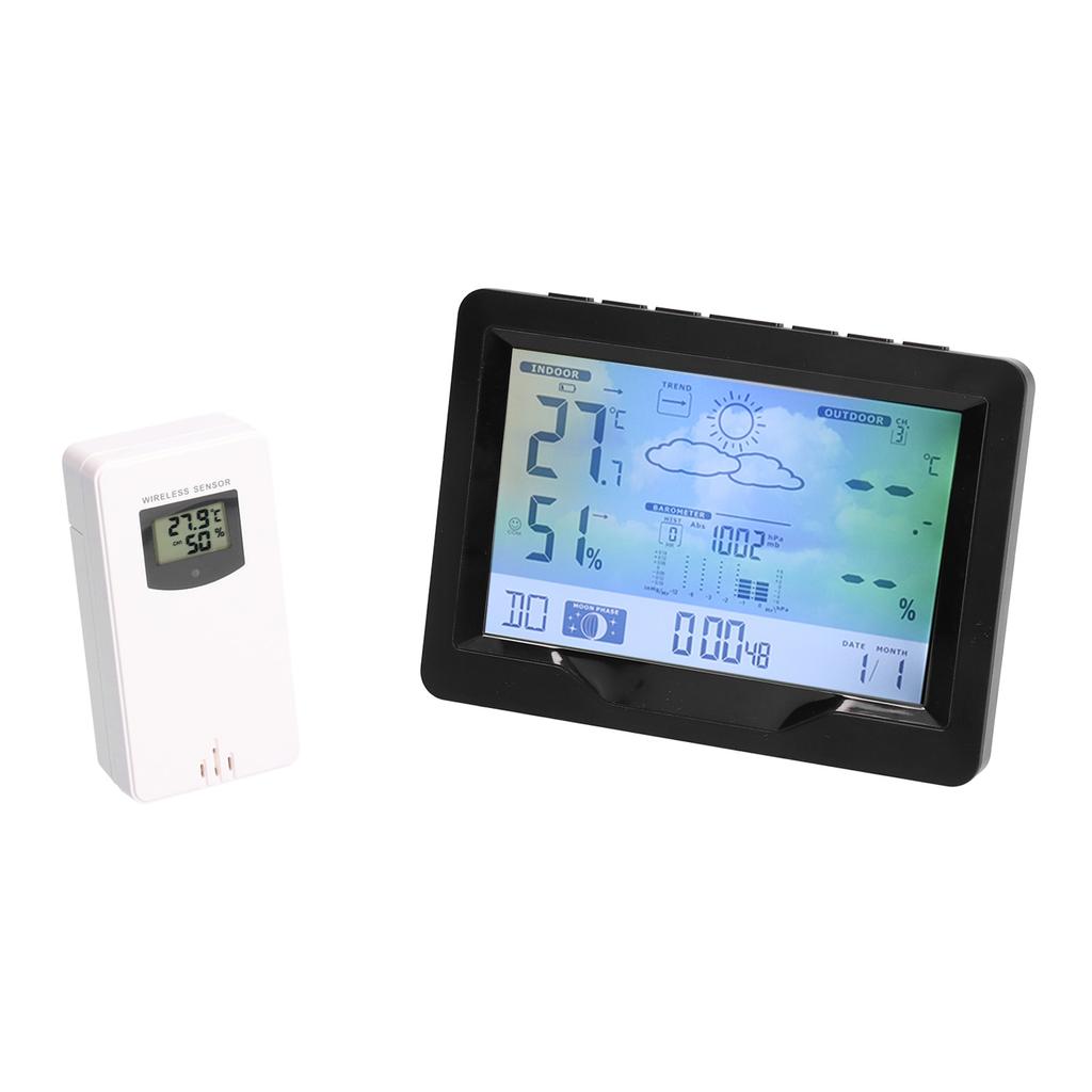 Color Screen Wireless Weather Clock Thermometer Hygrometer Electronic Clock with Calendar