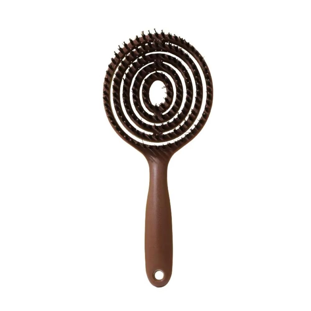 New Round Boar Bristle Hairbrush Detangling Massage Detangling Hairbrush Hollow Wet Hair Comb Barber Tool