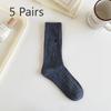 5 Pairs of Female Spring and Summer Sweat Absorbing Twist Letters In The Tube Cotton Pile Socks