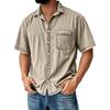 Men's Vintage Button Down Bowling Shirts Short Sleeve Summer Beach Shirt
