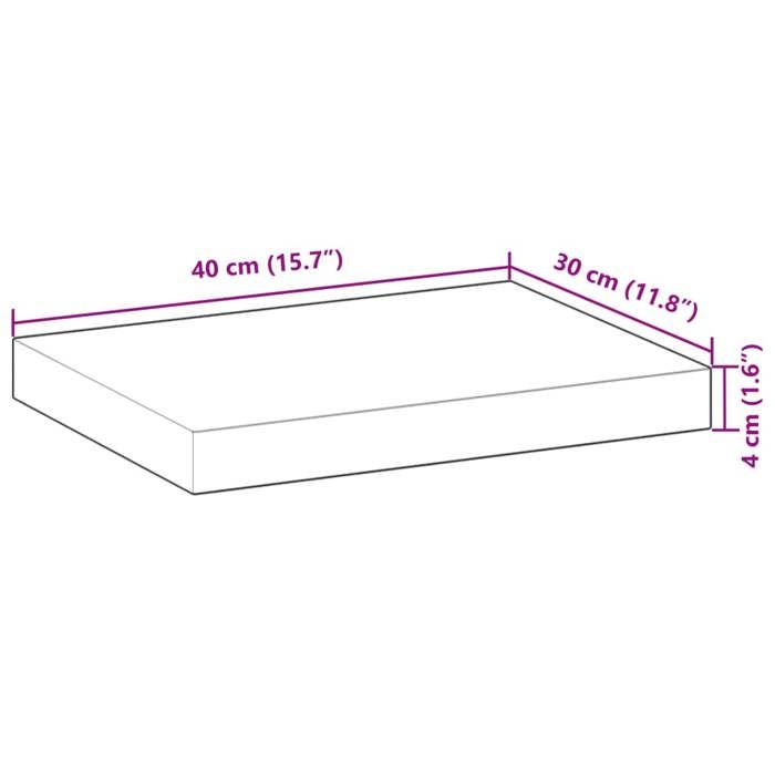 VidaXL Dessus de table 40x30x4 cm rectangulaire bois massif d'acacia, dessus de table de rechange, dessus de table 4008771