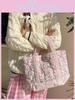 Vintage Flower Pattern Quilted Tote Bag Soft Cotton Commuter Organizer Bag For Daily Use