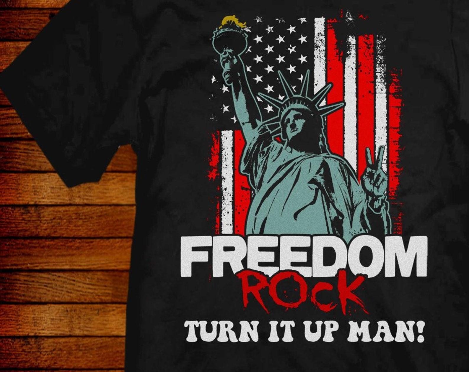 Freedom Rock T shirt: Statue of Liberty, American Flag Graphic Tee 3XL