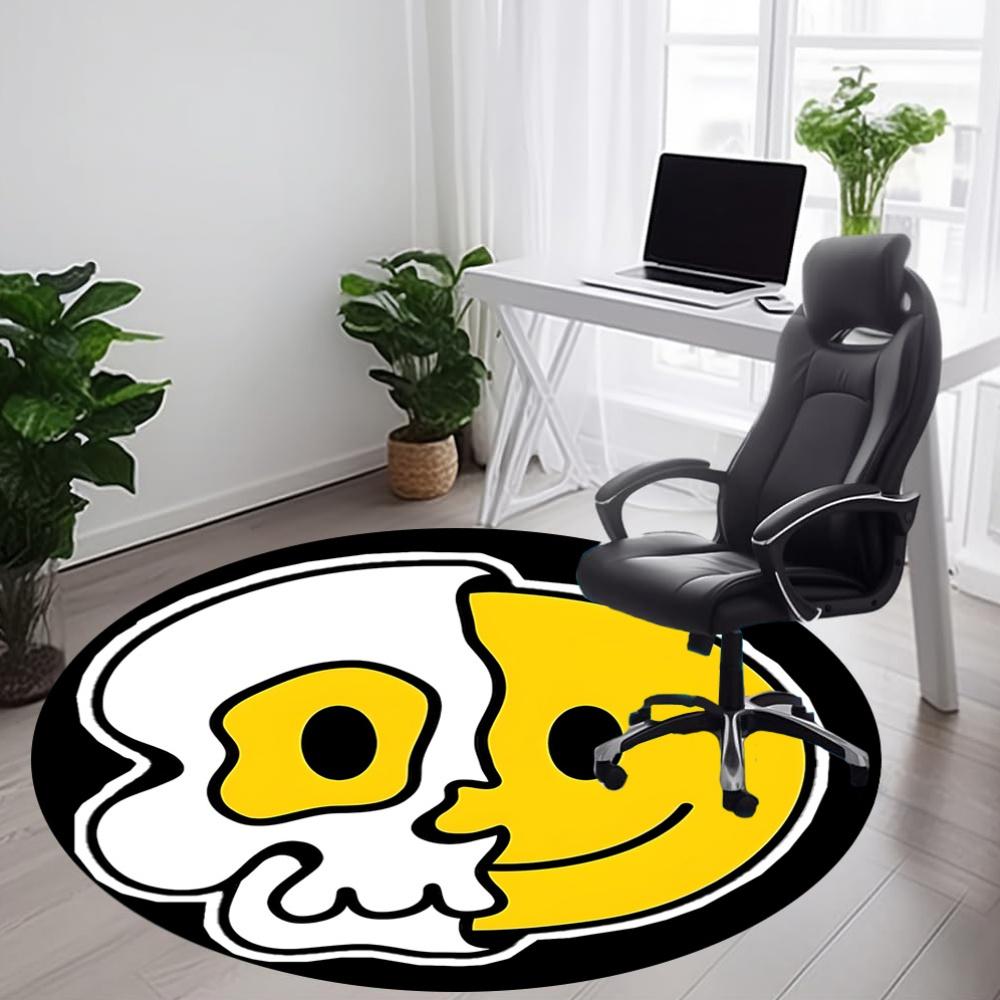 1pc Skull, Smiley Carpet, Round Non Slip Durable Large Size Office Carpet, Suitable for Office