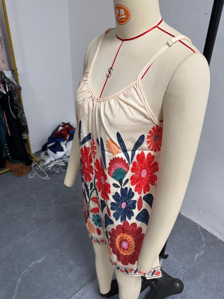 Women's Summer 2025 Casual Floral Strappy Jumpsuit