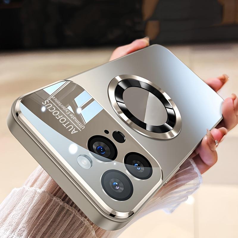 

Титановый чехол для iPhone 17 Air 16 15 14 Pro Max, Роскошная матовая магнитная крышка с защитой объектива камеры, Защита от царапин, Беспроводная зарядка, Чехол для телефона iPhone 17 Pro Max серый