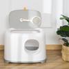 Cat Litter Box with Lid, Cat Toilet with Hood, Scoop, Grid Floor, XXL Cat Toilet for Cats up to 5 kg, 55 x 40 x 39 cm, White