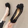 Mesh Shoes for Women Black Square Toe with Bow Woman Flats Trends 2025 Original Deals Aesthetic Light Korean Walking New In 39