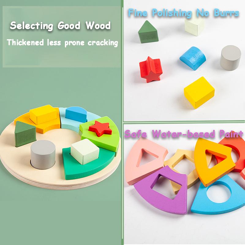 Baby Geometric Shape Matching Puzzle Game Montessori Parish Wooden Toy Color Cognitive Early Educational Sensory Toys for Toddle